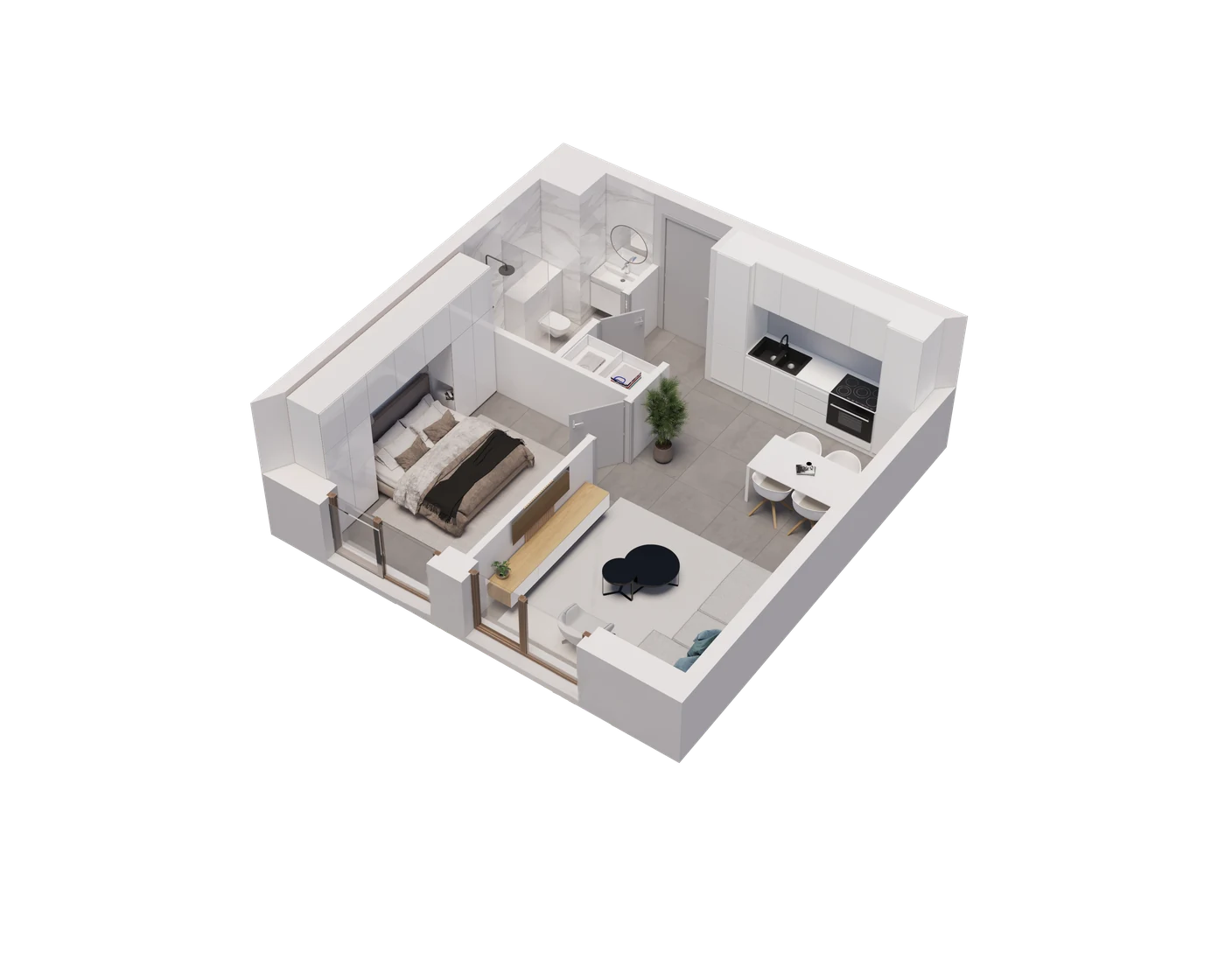 ModÃ¨le isomÃ©trique 3D â€” T1 minimal, 44 mÂ²